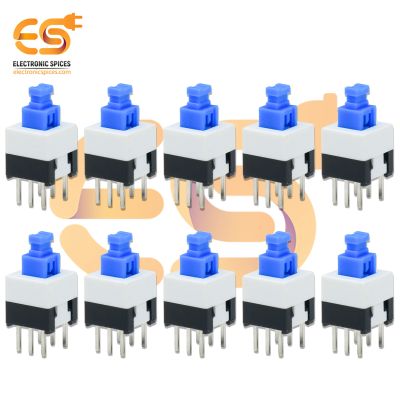 7x7mm 6-Pin Self-Lock Latching Push Button Switch Pack of 10